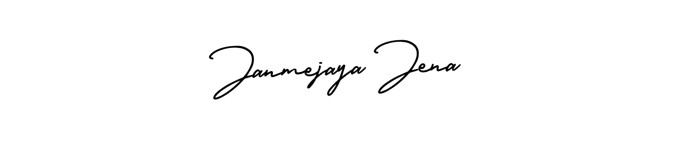 The best way (AmerikaSignatureDemo-Regular) to make a short signature is to pick only two or three words in your name. The name Janmejaya Jena include a total of six letters. For converting this name. Janmejaya Jena signature style 3 images and pictures png