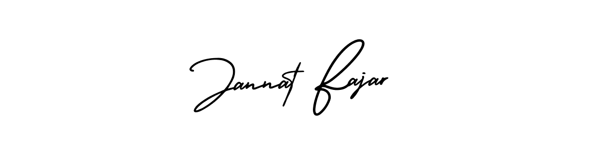 The best way (AmerikaSignatureDemo-Regular) to make a short signature is to pick only two or three words in your name. The name Jannat Fajar include a total of six letters. For converting this name. Jannat Fajar signature style 3 images and pictures png