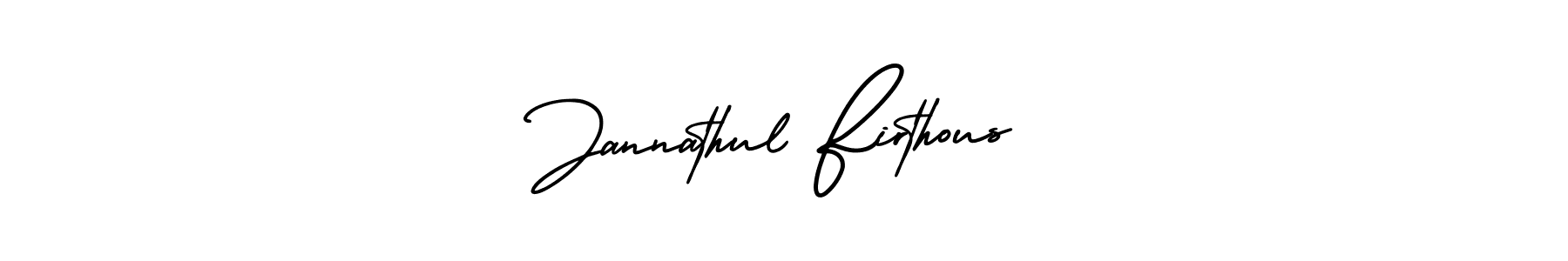 How to make Jannathul Firthous name signature. Use AmerikaSignatureDemo-Regular style for creating short signs online. This is the latest handwritten sign. Jannathul Firthous signature style 3 images and pictures png