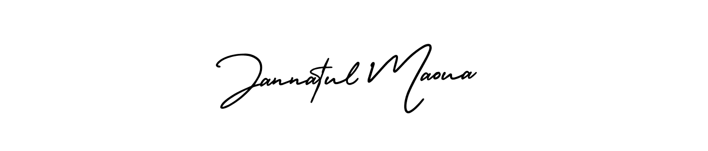 You should practise on your own different ways (AmerikaSignatureDemo-Regular) to write your name (Jannatul Maoua) in signature. don't let someone else do it for you. Jannatul Maoua signature style 3 images and pictures png
