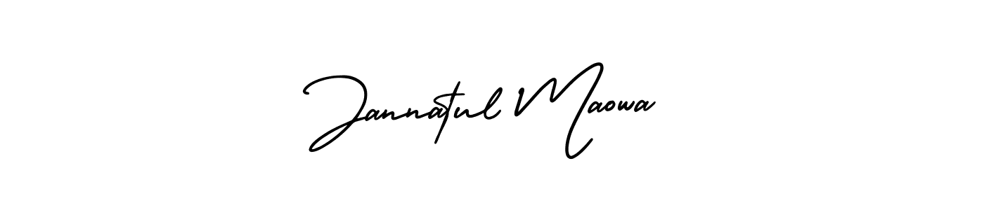 The best way (AmerikaSignatureDemo-Regular) to make a short signature is to pick only two or three words in your name. The name Jannatul Maowa include a total of six letters. For converting this name. Jannatul Maowa signature style 3 images and pictures png