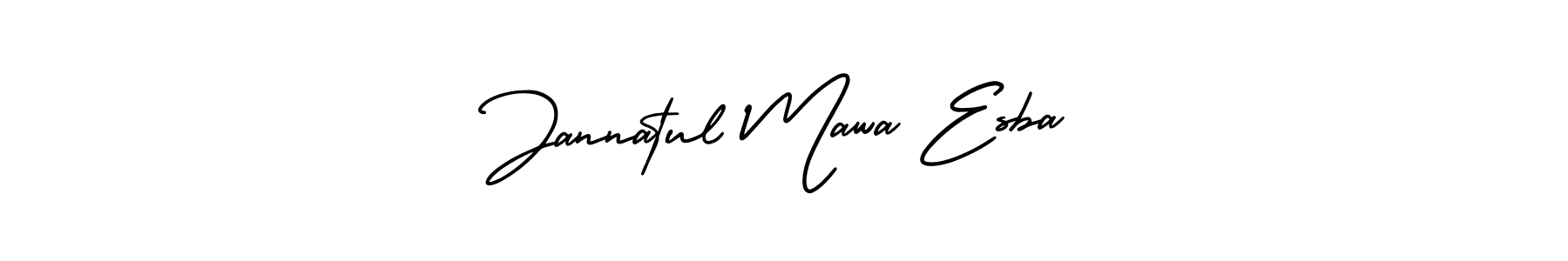 You should practise on your own different ways (AmerikaSignatureDemo-Regular) to write your name (Jannatul Mawa Esba) in signature. don't let someone else do it for you. Jannatul Mawa Esba signature style 3 images and pictures png