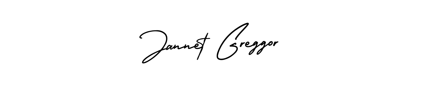 You should practise on your own different ways (AmerikaSignatureDemo-Regular) to write your name (Jannet Greggor) in signature. don't let someone else do it for you. Jannet Greggor signature style 3 images and pictures png