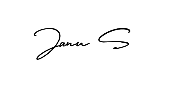 How to make Janu S name signature. Use AmerikaSignatureDemo-Regular style for creating short signs online. This is the latest handwritten sign. Janu S signature style 3 images and pictures png