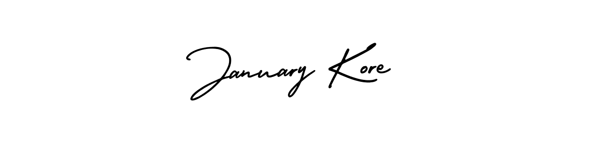 Use a signature maker to create a handwritten signature online. With this signature software, you can design (AmerikaSignatureDemo-Regular) your own signature for name January Kore. January Kore signature style 3 images and pictures png