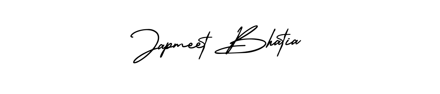 The best way (AmerikaSignatureDemo-Regular) to make a short signature is to pick only two or three words in your name. The name Japmeet Bhatia include a total of six letters. For converting this name. Japmeet Bhatia signature style 3 images and pictures png