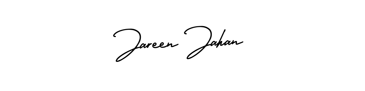 You should practise on your own different ways (AmerikaSignatureDemo-Regular) to write your name (Jareen Jahan) in signature. don't let someone else do it for you. Jareen Jahan signature style 3 images and pictures png