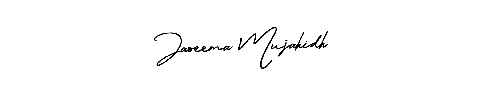 The best way (AmerikaSignatureDemo-Regular) to make a short signature is to pick only two or three words in your name. The name Jaseema Mujahidh include a total of six letters. For converting this name. Jaseema Mujahidh signature style 3 images and pictures png