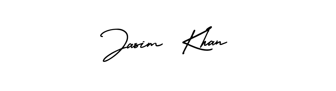 You should practise on your own different ways (AmerikaSignatureDemo-Regular) to write your name (Jasim  Khan) in signature. don't let someone else do it for you. Jasim  Khan signature style 3 images and pictures png