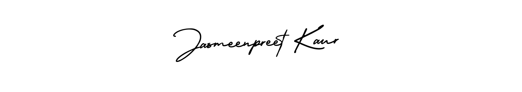 You should practise on your own different ways (AmerikaSignatureDemo-Regular) to write your name (Jasmeenpreet Kaur) in signature. don't let someone else do it for you. Jasmeenpreet Kaur signature style 3 images and pictures png
