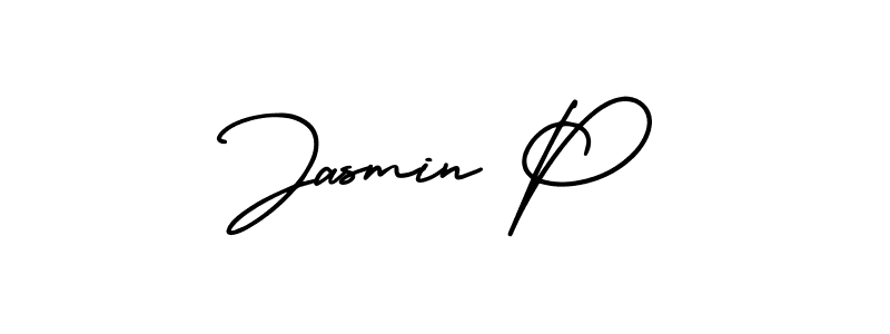 How to make Jasmin P name signature. Use AmerikaSignatureDemo-Regular style for creating short signs online. This is the latest handwritten sign. Jasmin P signature style 3 images and pictures png