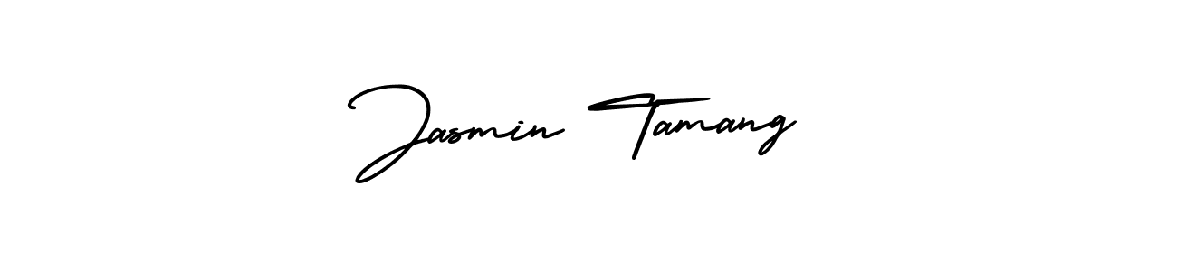 You should practise on your own different ways (AmerikaSignatureDemo-Regular) to write your name (Jasmin Tamang) in signature. don't let someone else do it for you. Jasmin Tamang signature style 3 images and pictures png