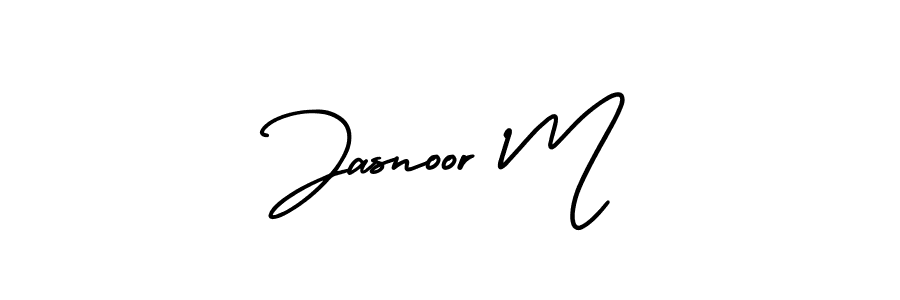 It looks lik you need a new signature style for name Jasnoor M. Design unique handwritten (AmerikaSignatureDemo-Regular) signature with our free signature maker in just a few clicks. Jasnoor M signature style 3 images and pictures png