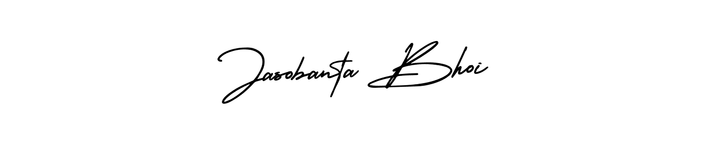 The best way (AmerikaSignatureDemo-Regular) to make a short signature is to pick only two or three words in your name. The name Jasobanta Bhoi include a total of six letters. For converting this name. Jasobanta Bhoi signature style 3 images and pictures png