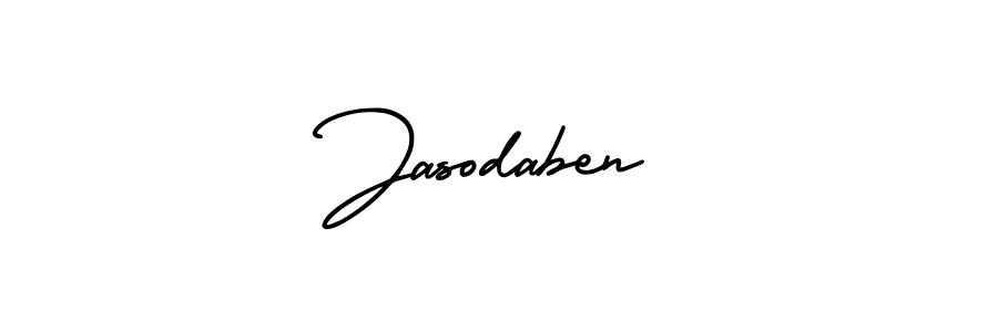 How to make Jasodaben name signature. Use AmerikaSignatureDemo-Regular style for creating short signs online. This is the latest handwritten sign. Jasodaben signature style 3 images and pictures png