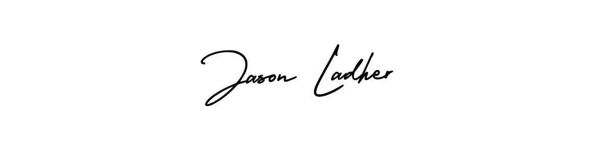 if you are searching for the best signature style for your name Jason Ladher. so please give up your signature search. here we have designed multiple signature styles  using AmerikaSignatureDemo-Regular. Jason Ladher signature style 3 images and pictures png