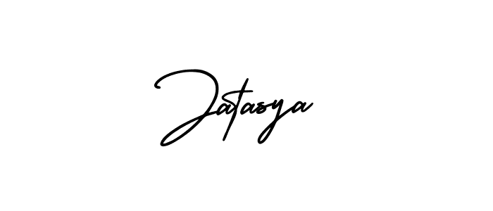 You should practise on your own different ways (AmerikaSignatureDemo-Regular) to write your name (Jatasya) in signature. don't let someone else do it for you. Jatasya signature style 3 images and pictures png