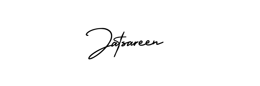 You should practise on your own different ways (AmerikaSignatureDemo-Regular) to write your name (Jatsareen) in signature. don't let someone else do it for you. Jatsareen signature style 3 images and pictures png