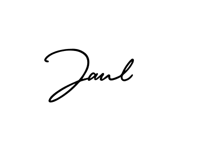 You should practise on your own different ways (AmerikaSignatureDemo-Regular) to write your name (Jaul) in signature. don't let someone else do it for you. Jaul signature style 3 images and pictures png