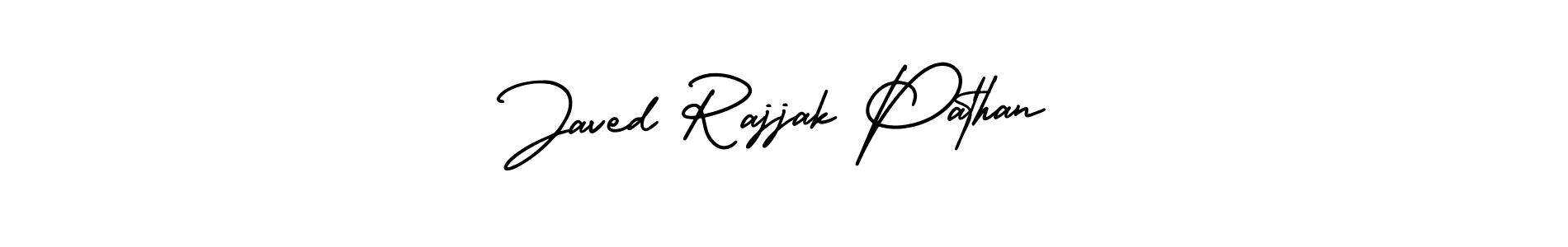 The best way (AmerikaSignatureDemo-Regular) to make a short signature is to pick only two or three words in your name. The name Javed Rajjak Pathan include a total of six letters. For converting this name. Javed Rajjak Pathan signature style 3 images and pictures png