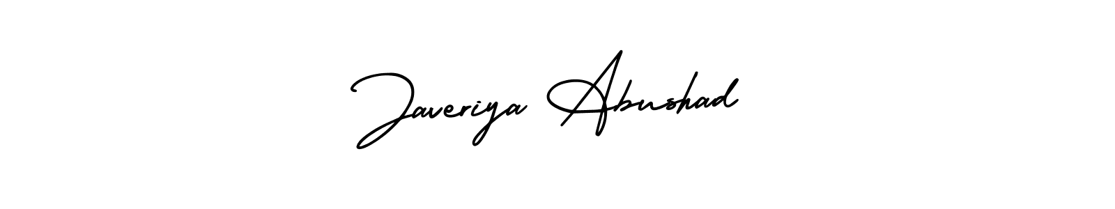 How to make Javeriya Abushad name signature. Use AmerikaSignatureDemo-Regular style for creating short signs online. This is the latest handwritten sign. Javeriya Abushad signature style 3 images and pictures png