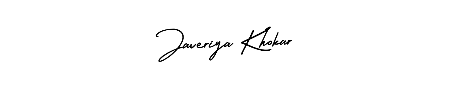The best way (AmerikaSignatureDemo-Regular) to make a short signature is to pick only two or three words in your name. The name Javeriya Khokar include a total of six letters. For converting this name. Javeriya Khokar signature style 3 images and pictures png