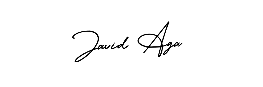 You should practise on your own different ways (AmerikaSignatureDemo-Regular) to write your name (Javid Aga) in signature. don't let someone else do it for you. Javid Aga signature style 3 images and pictures png