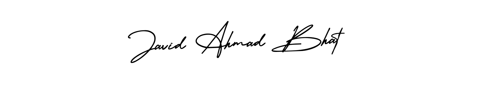 The best way (AmerikaSignatureDemo-Regular) to make a short signature is to pick only two or three words in your name. The name Javid Ahmad Bhat include a total of six letters. For converting this name. Javid Ahmad Bhat signature style 3 images and pictures png