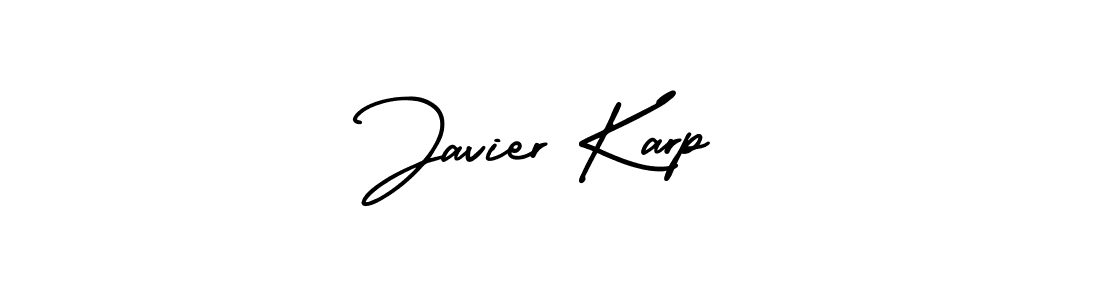 You should practise on your own different ways (AmerikaSignatureDemo-Regular) to write your name (Javier Karp) in signature. don't let someone else do it for you. Javier Karp signature style 3 images and pictures png