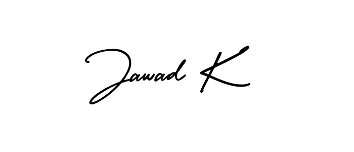 The best way (AmerikaSignatureDemo-Regular) to make a short signature is to pick only two or three words in your name. The name Jawad K include a total of six letters. For converting this name. Jawad K signature style 3 images and pictures png