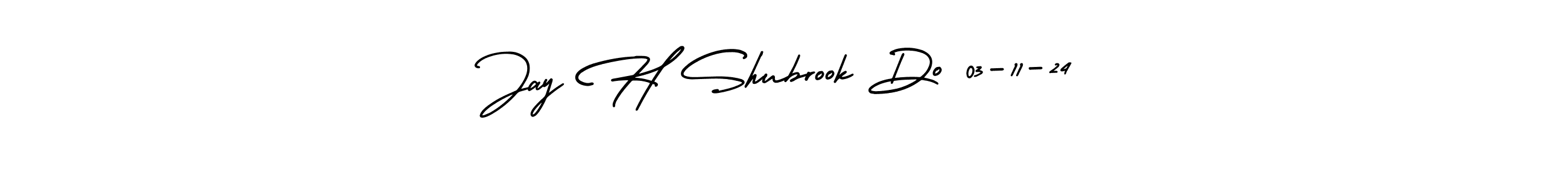 The best way (AmerikaSignatureDemo-Regular) to make a short signature is to pick only two or three words in your name. The name Jay H Shubrook Do 03-11-24 include a total of six letters. For converting this name. Jay H Shubrook Do 03-11-24 signature style 3 images and pictures png
