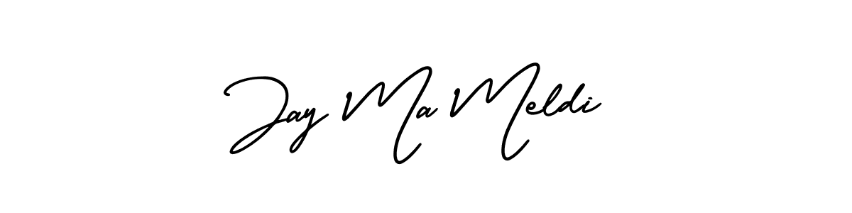 It looks lik you need a new signature style for name Jay Ma Meldi. Design unique handwritten (AmerikaSignatureDemo-Regular) signature with our free signature maker in just a few clicks. Jay Ma Meldi signature style 3 images and pictures png