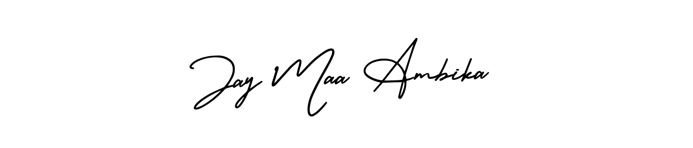 It looks lik you need a new signature style for name Jay Maa Ambika. Design unique handwritten (AmerikaSignatureDemo-Regular) signature with our free signature maker in just a few clicks. Jay Maa Ambika signature style 3 images and pictures png
