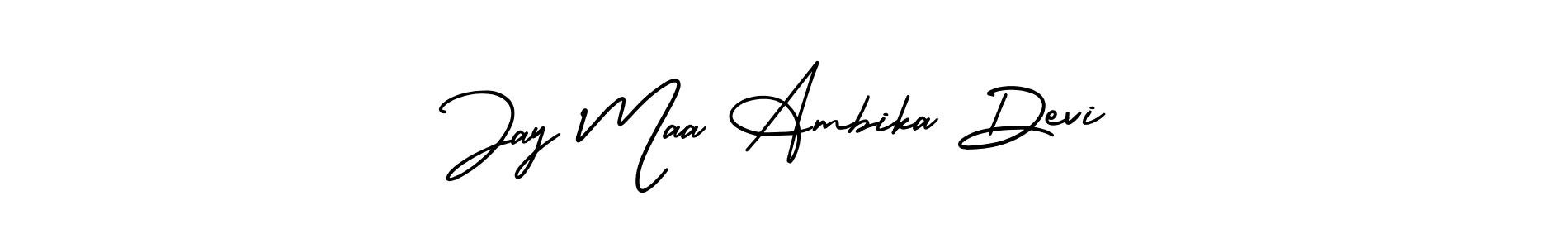 You should practise on your own different ways (AmerikaSignatureDemo-Regular) to write your name (Jay Maa Ambika Devi) in signature. don't let someone else do it for you. Jay Maa Ambika Devi signature style 3 images and pictures png