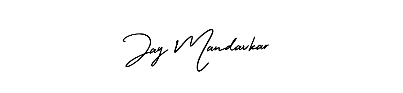 How to make Jay Mandavkar name signature. Use AmerikaSignatureDemo-Regular style for creating short signs online. This is the latest handwritten sign. Jay Mandavkar signature style 3 images and pictures png