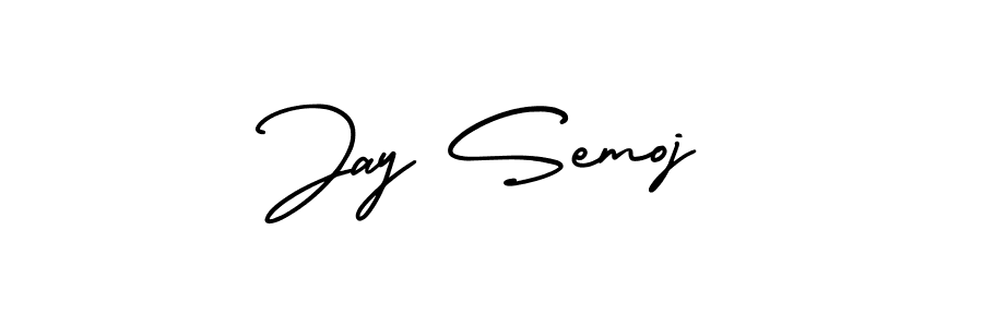 The best way (AmerikaSignatureDemo-Regular) to make a short signature is to pick only two or three words in your name. The name Jay Semoj include a total of six letters. For converting this name. Jay Semoj signature style 3 images and pictures png