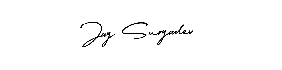 You should practise on your own different ways (AmerikaSignatureDemo-Regular) to write your name (Jay Suryadev) in signature. don't let someone else do it for you. Jay Suryadev signature style 3 images and pictures png
