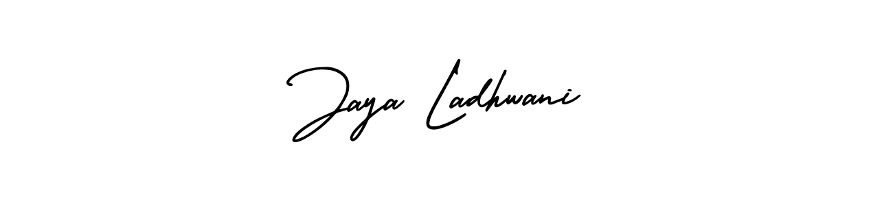 This is the best signature style for the Jaya Ladhwani name. Also you like these signature font (AmerikaSignatureDemo-Regular). Mix name signature. Jaya Ladhwani signature style 3 images and pictures png