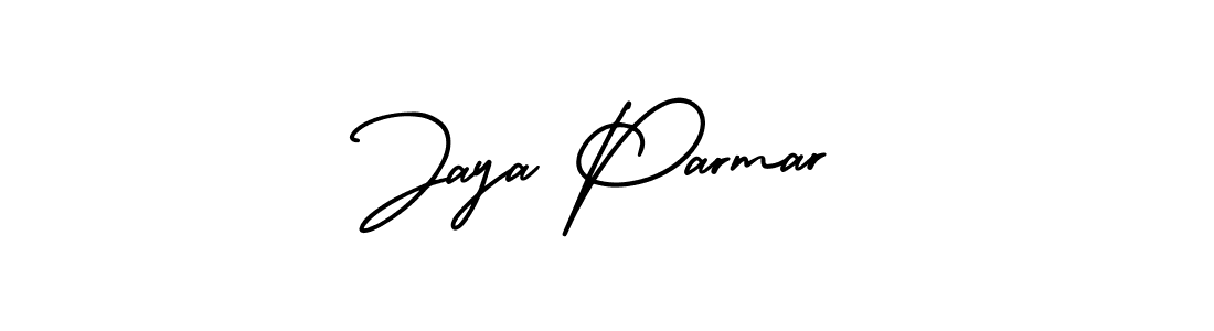 You should practise on your own different ways (AmerikaSignatureDemo-Regular) to write your name (Jaya Parmar) in signature. don't let someone else do it for you. Jaya Parmar signature style 3 images and pictures png