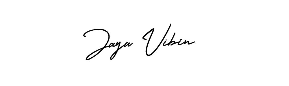 You should practise on your own different ways (AmerikaSignatureDemo-Regular) to write your name (Jaya Vibin) in signature. don't let someone else do it for you. Jaya Vibin signature style 3 images and pictures png