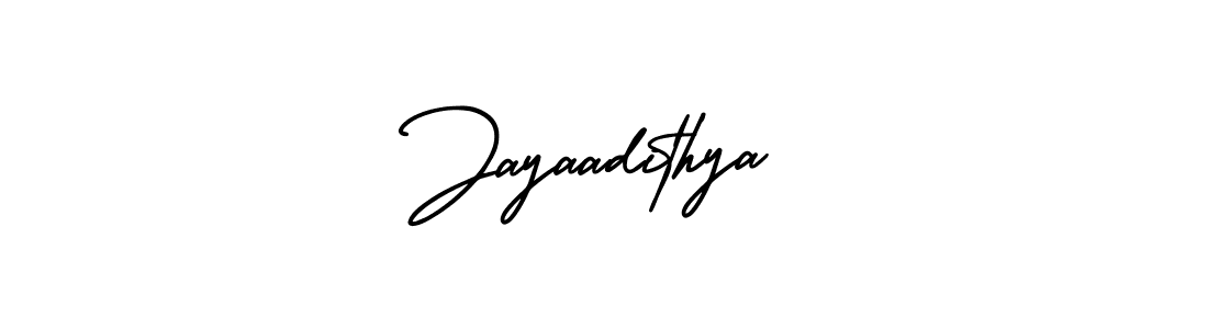 How to make Jayaadithya name signature. Use AmerikaSignatureDemo-Regular style for creating short signs online. This is the latest handwritten sign. Jayaadithya signature style 3 images and pictures png