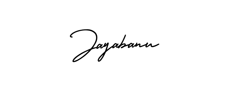 The best way (AmerikaSignatureDemo-Regular) to make a short signature is to pick only two or three words in your name. The name Jayabanu include a total of six letters. For converting this name. Jayabanu signature style 3 images and pictures png