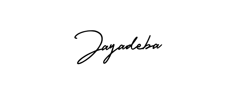 You should practise on your own different ways (AmerikaSignatureDemo-Regular) to write your name (Jayadeba) in signature. don't let someone else do it for you. Jayadeba signature style 3 images and pictures png