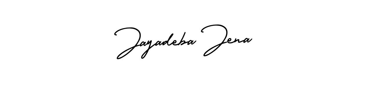 You should practise on your own different ways (AmerikaSignatureDemo-Regular) to write your name (Jayadeba Jena) in signature. don't let someone else do it for you. Jayadeba Jena signature style 3 images and pictures png