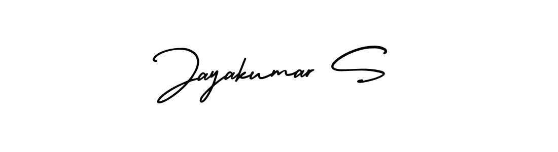 You should practise on your own different ways (AmerikaSignatureDemo-Regular) to write your name (Jayakumar S) in signature. don't let someone else do it for you. Jayakumar S signature style 3 images and pictures png