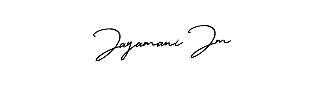 How to Draw Jayamani Jm signature style? AmerikaSignatureDemo-Regular is a latest design signature styles for name Jayamani Jm. Jayamani Jm signature style 3 images and pictures png