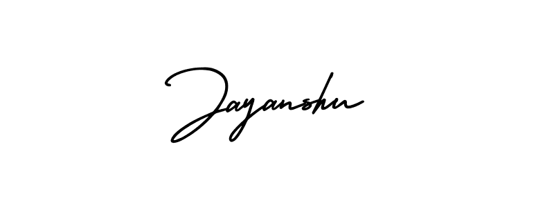 You should practise on your own different ways (AmerikaSignatureDemo-Regular) to write your name (Jayanshu) in signature. don't let someone else do it for you. Jayanshu signature style 3 images and pictures png