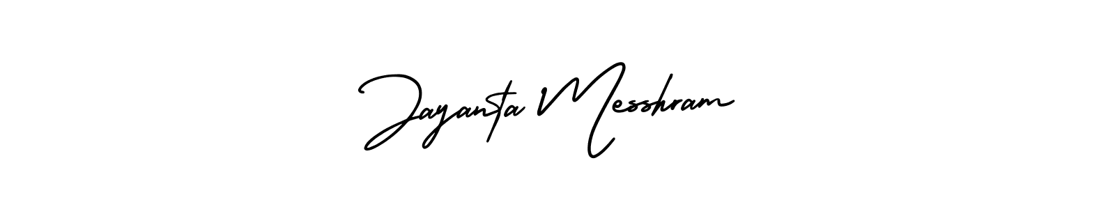 The best way (AmerikaSignatureDemo-Regular) to make a short signature is to pick only two or three words in your name. The name Jayanta Messhram include a total of six letters. For converting this name. Jayanta Messhram signature style 3 images and pictures png