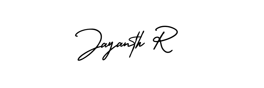 Use a signature maker to create a handwritten signature online. With this signature software, you can design (AmerikaSignatureDemo-Regular) your own signature for name Jayanth R. Jayanth R signature style 3 images and pictures png