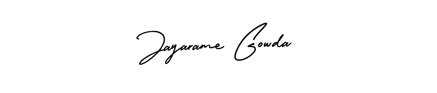 The best way (AmerikaSignatureDemo-Regular) to make a short signature is to pick only two or three words in your name. The name Jayarame Gowda include a total of six letters. For converting this name. Jayarame Gowda signature style 3 images and pictures png